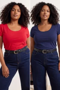 Trendyol Curve Red- Navy Blue 2 Sets Paket Soft Basic Knitting Plus Size Blouse