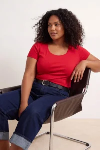 Trendyol Curve Red- Navy Blue 2 Sets Paket Soft Basic Knitting Plus Size Blouse - Image 3