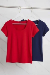 Trendyol Curve Red- Navy Blue 2 Sets Paket Soft Basic Knitting Plus Size Blouse - Image 5