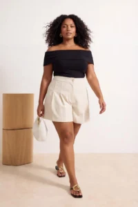 Trendyol Curve Black Carmen Collar Soft Touch Viscose Rib Knitting Plus Size Blouse - Image 2