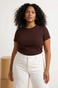 Trendyol Curve Brown Soft Touch Viscose Rib Knitting Plus Size Blouse
