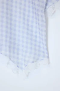 Trendyol Curve Teen Blue Voile Plaid/Checkered Transparan Weaving Plus Size Blouse - Image 4