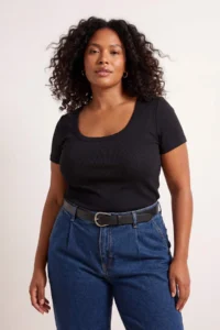 Trendyol Curve Black Cowl Neck Camisole Basic Knitting Plus Size Blouse
