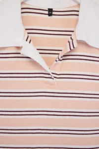 Trendyol Curve Pink Polo Shirt Collar Striped Sleeveless Knitting Plus Size Blouse - Image 5