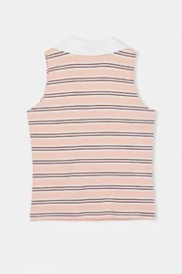 Trendyol Curve Pink Polo Shirt Collar Striped Sleeveless Knitting Plus Size Blouse - Image 6