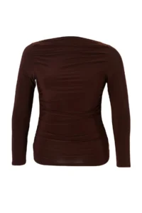 Trendyol Curve Brown Boat Neck Draped Sleeveless Flexible Knitting Blouse - Image 5
