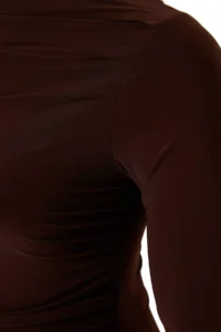 Trendyol Curve Brown Boat Neck Draped Sleeveless Flexible Knitting Blouse - Image 7