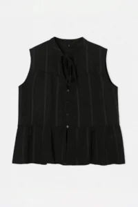 Trendyol Curve Black linen look Weaving Plus Size Blouse