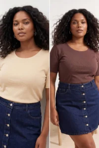 Trendyol Curve Brown-BEIGE  2 Sets Paket Crew Neck Basic Camisole Knitting Plus Size Blouse
