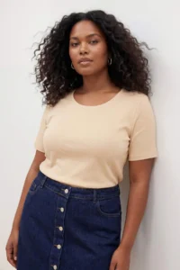 Trendyol Curve Brown-BEIGE  2 Sets Paket Crew Neck Basic Camisole Knitting Plus Size Blouse - Image 2