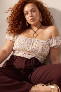 Trendyol Curve Multicolored Tulle Knitting Plus Size Blouse - Image 5