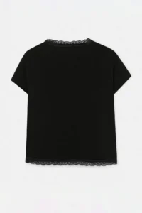 Trendyol Curve Black Lace Collar Detailed Short Sleeve Knitting Plus Size Blouse - Image 6