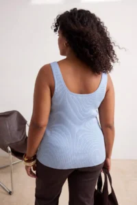 Trendyol Curve Light Blue Floral Detailed Fitted Knitwear Summer Thin Blouse - Image 3