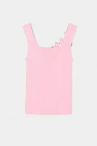 Trendyol Curve Pink Floral Detailed Fitted Knitwear Summer Thin Blouse - Image 5