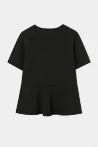Trendyol Curve Black peplum Raglan Sleeve Short Sleeve Accessory Detailed interlock Knitting Blouse - Image 7