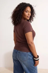 Trendyol Curve Brown Lace Detailed Knitting Plus Size Blouse - Image 4