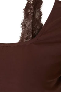 Trendyol Curve Brown Lace Detailed Knitting Plus Size Blouse - Image 6
