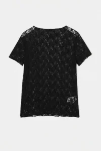 Trendyol Curve Black Lace Short Sleeve Knitting Plus Size Blouse - Image 6