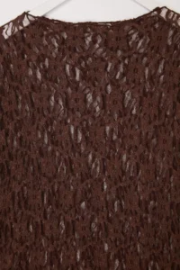 Trendyol Curve Brown Lace Short Sleeve Knitting Plus Size Blouse - Image 6