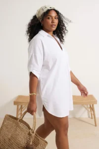 Trendyol Curve beachwear WHITE Weaving Mini Dress - Image 2