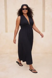 Trendyol Curve Black Fonksiyonel tied up LONG Weaving Beach Dress - Image 2