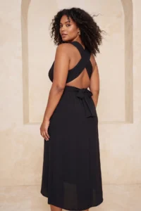 Trendyol Curve Black Fonksiyonel tied up LONG Weaving Beach Dress - Image 3
