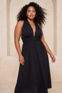 Trendyol Curve Black Fonksiyonel tied up LONG Weaving Beach Dress - Image 4
