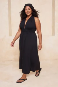 Trendyol Curve Black Fonksiyonel tied up LONG Weaving Beach Dress - Image 5