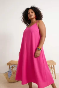 Trendyol Curve beachwear Pink Maxi Size Voile Weaving Plus Size Beach Dress - Image 2