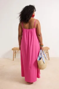 Trendyol Curve beachwear Pink Maxi Size Voile Weaving Plus Size Beach Dress - Image 3