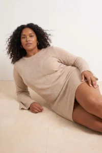 Trendyol Curve beachwear Beige Back Detailed Mini Knitwear Beach Dress