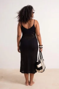 Trendyol Curve beachwear Black Midi V-neck Knitwear Beach Dress - Image 3