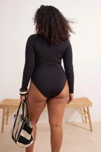 Trendyol Curve Black Zipper Detailed Surfer Plus Size Swimsuit - Image 3