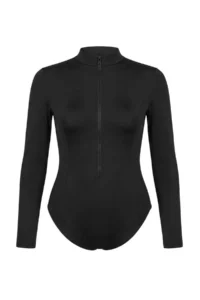 Trendyol Curve Black Zipper Detailed Surfer Plus Size Swimsuit - Image 4