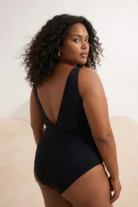 Trendyol Curve Black Effective for thinning Deep V-neck Drapeli Swimsuit - Image 3