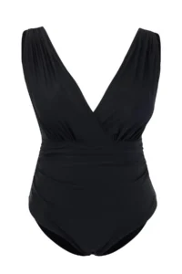 Trendyol Curve Black Effective for thinning Deep V-neck Drapeli Swimsuit - Image 4