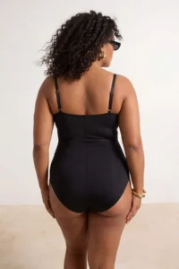 Trendyol Curve Black Removable Sleeveless Strapless Sunglasses with accessories Plus Size Swimsuit - Image 3