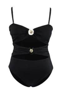 Trendyol Curve Black Removable Sleeveless Strapless Sunglasses with accessories Plus Size Swimsuit - Image 4