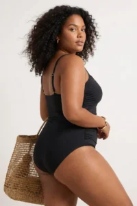 Trendyol Curve Black Square Neck with accessories Drapeli Plus Size Swimsuit - Image 3