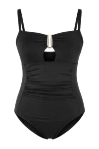 Trendyol Curve Black Square Neck with accessories Drapeli Plus Size Swimsuit - Image 4