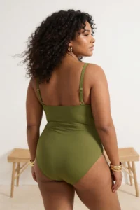 Trendyol Curve Oil Green Square Neck with accessories Drapeli Plus Size Swimsuit - Image 3