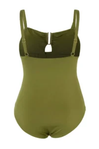Trendyol Curve Oil Green Square Neck with accessories Drapeli Plus Size Swimsuit - Image 5