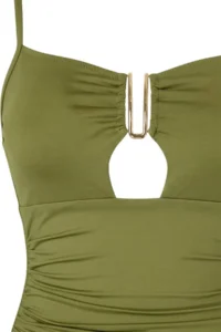 Trendyol Curve Oil Green Square Neck with accessories Drapeli Plus Size Swimsuit - Image 6