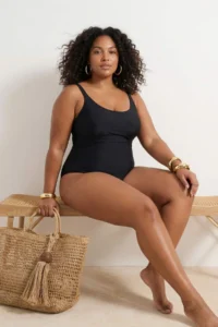 Trendyol Curve Black Effective for thinning Shaping Plus Size Swimsuit - Image 2