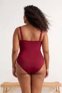 Trendyol Curve Burgundy Effective for thinning Shaping Double breasted Detailed Swimsuit - Image 3