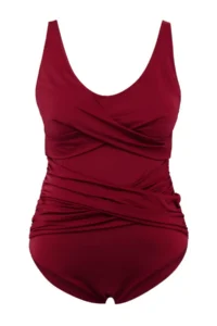 Trendyol Curve Burgundy Effective for thinning Shaping Double breasted Detailed Swimsuit - Image 4