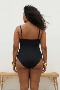 Trendyol Curve Black Çiçek with accessories Strapless Thin Sleeveless Plus Size Swimsuit - Image 2