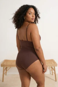 Trendyol Curve Brown Flower with accessories Strapless Thin Sleeveless Plus Size Swimsuit - Image 3