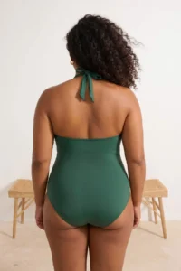 Trendyol Curve Emerald Green Coral with accessories Plus Size Swimsuit - Image 3