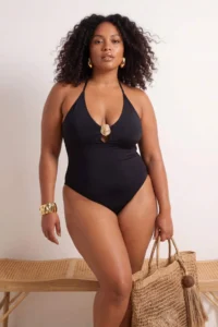 Trendyol Curve Black Sea Shell with accessories Plus Size Swimsuit - Image 2